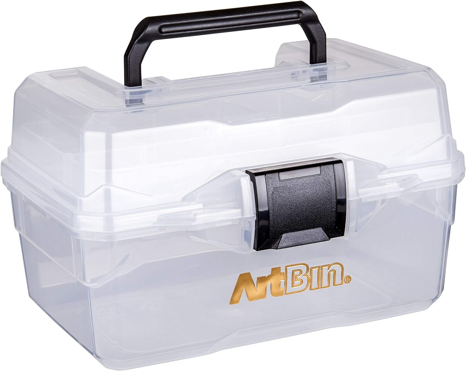6890AG Small Project Box, Portable Art &amp; Craft Organizer with Lift-Out Tray, [1] Plastic Storage Case, Clear