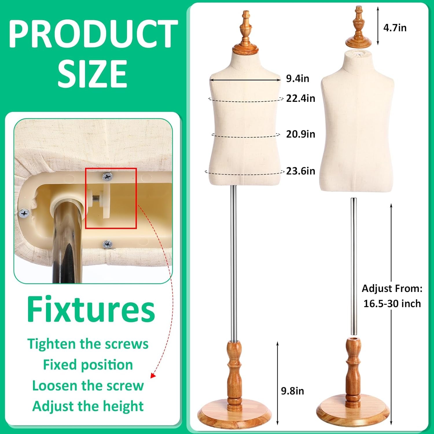 2 Pcs Kid Dress Form Old Adjustable Toddler Clothes Mannequins Children'S Mannequin with Wooden Base for Window Counter Studio Clothing Store Display (3-4 Years)