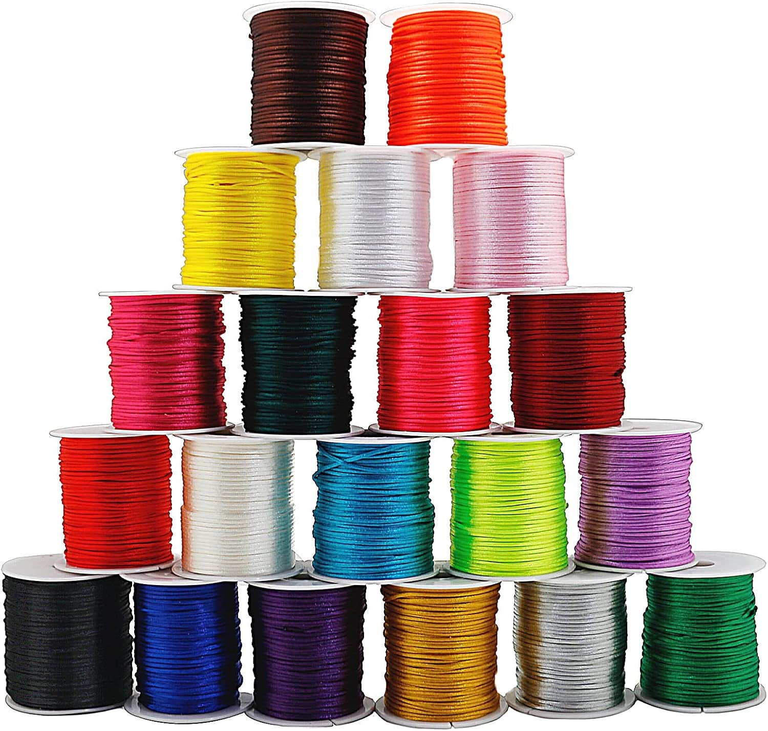 656 Yards 1Mm Rattail Satin Nylon Trim Cord 20 Colors Silk Cord Beading String for Necklace Macrame Friendship Bracelet Chinese Knot Kumihimo Dream Catchers Braid Hair