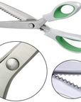Green Pinking Shears Comfort Grips Crafts Zig Zag Cut Sewing Scissors,Professional Handheld Dressmaking