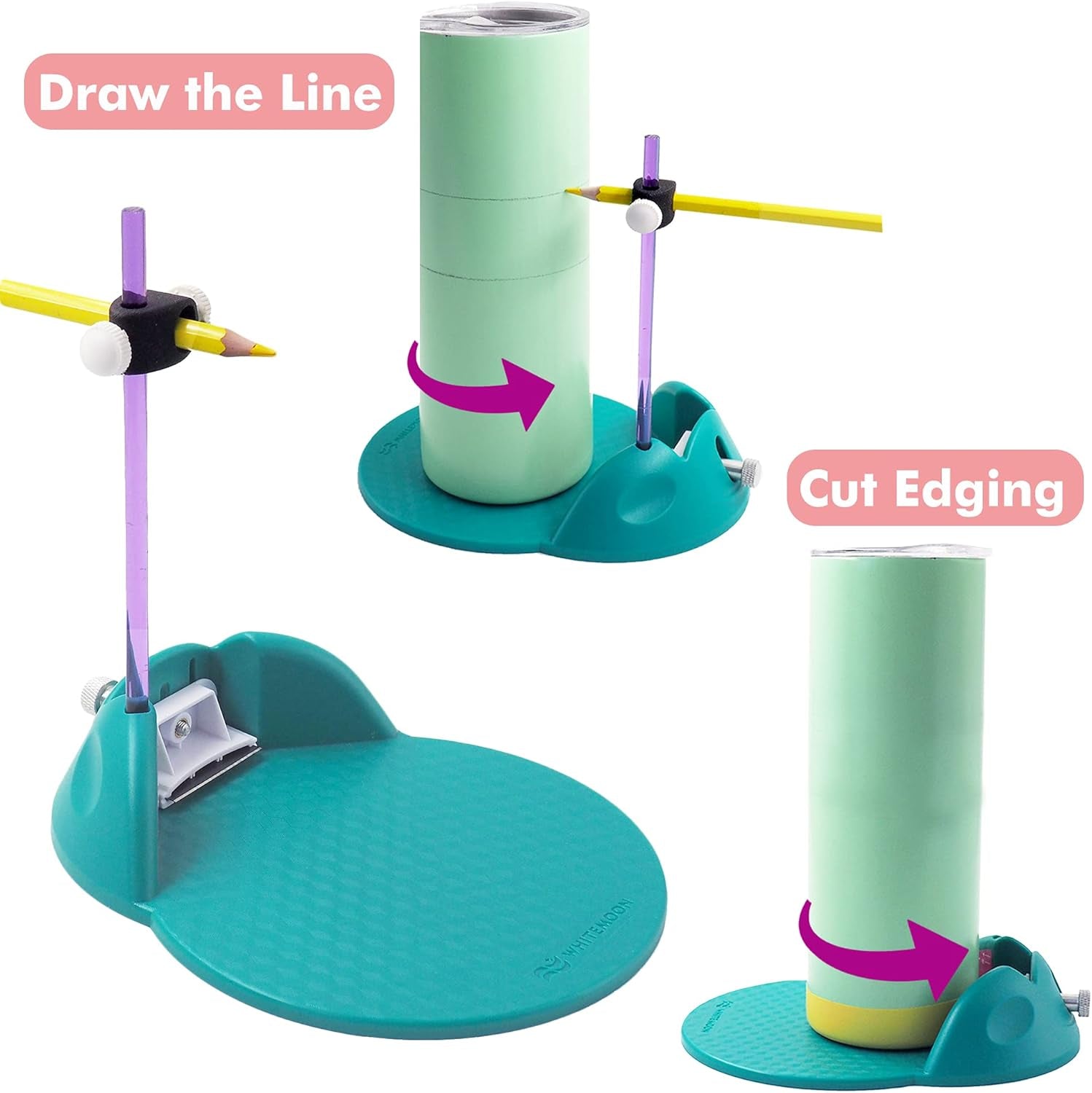 2-In-1 Cup Edging Tool, Cup Edger Cutting for Custom Tumblers, Tool for Drawing Level Line of Split Tumbler Cups (Teal)