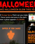 Orange Halloween Glow in the Dark Spray Paint - Make Indoor and Outdoor Halloween Decorations Glow Neon Fluorescent in the Dark - Metal Plastic Fabric