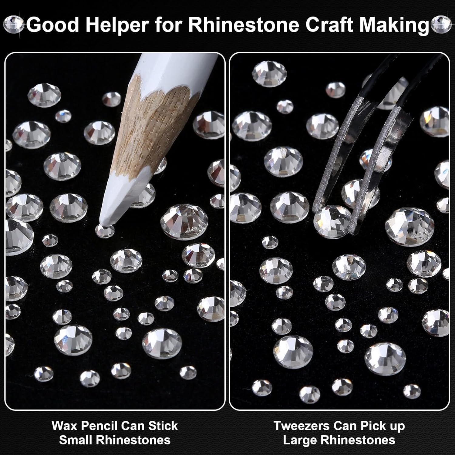 25000Pcs Silver Clear Rhinestones with B7000 Rhinestones Glue for Crafts, Flatback Gems Crystal Rhinestones Kit with Tweezer Picker Pens for Clothes Fabric Shoes, Tumblers,Jewelry Making