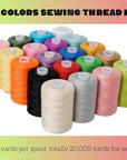 Sewing Thread Kit 20 Colors Polyester Sewing Thread Set 1000 Yards per Spool Black & White for Sewing Machine, Hand Stitching and Quilting Use