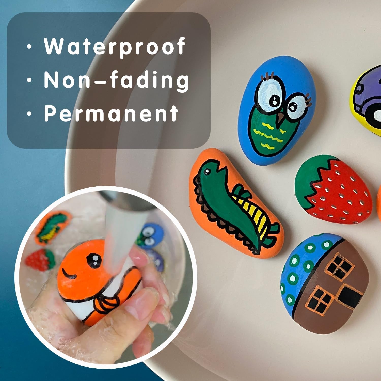 Rock Painting Perfection Markers Pens: 12 Vibrant Colors - Permanent, Oil-Based, Waterproof, Fade-Resistant, Non-Toxic - Precision Tips for Brilliant Stone Art