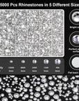 25000Pcs Silver Clear Rhinestones with B7000 Rhinestones Glue for Crafts, Flatback Gems Crystal Rhinestones Kit with Tweezer Picker Pens for Clothes Fabric Shoes, Tumblers,Jewelry Making