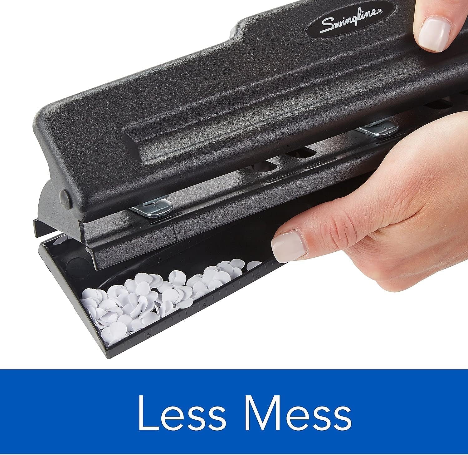 3 Hole Punch, 10 Sheet Capacity Three Hole Puncher 3 Ring, Adjustable 2-3 Hole Paper Punch, Black (74015)