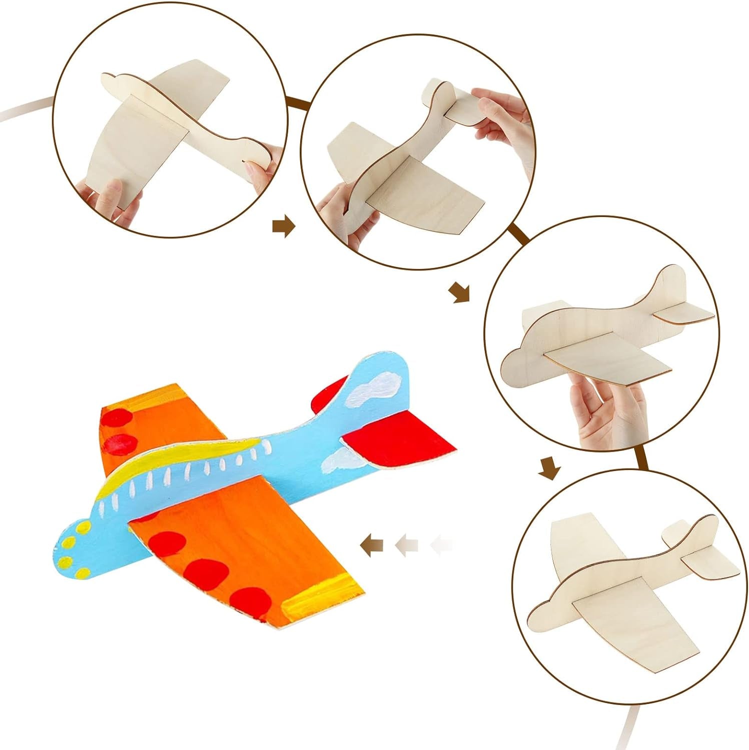 20 Pack DIY Model Wooden Airplane Nature Wood Plane Balsa Wood Planes Handicraft Plane for Birthday Carnival Party