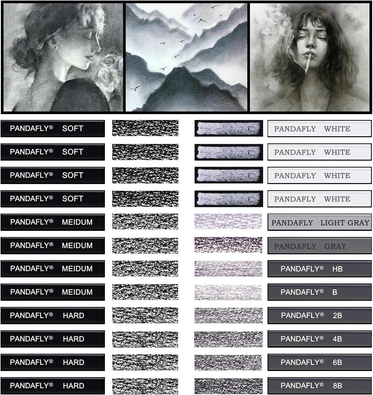 Compressed Graphite Charcoal Sticks, 24 Pieces Black & White Vine Charcoal Sticks for Drawing, Sketching, Shading, Charcoal Drawing Set for Beginners & Pro Artists