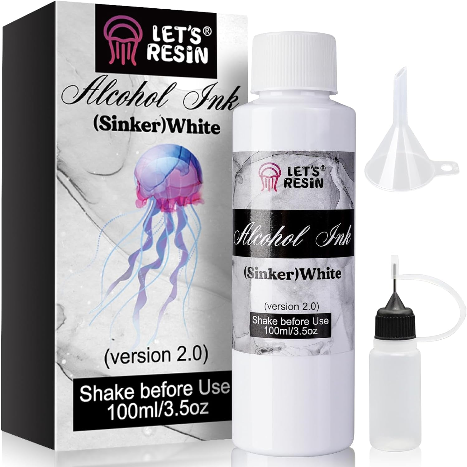 White Alcohol Ink for Epoxy Resin, Upgraded White Alcohol Ink 3.5Oz/100Ml, Alcohol-Based Resin Ink, White Resin Pigment for Resin Petri, Tumblers, Painting, Resin Art