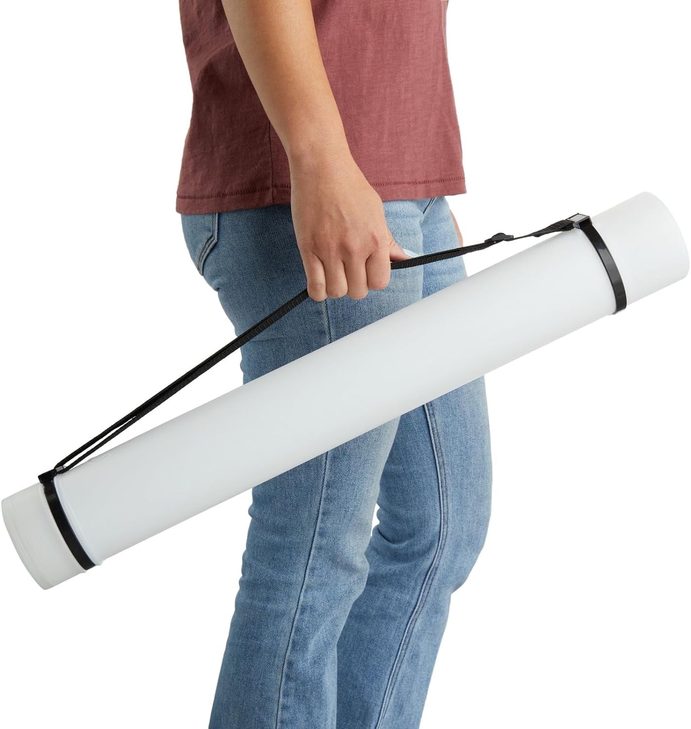 Expandable Poster Tube with Strap for Posters, Documents, Artwork, Blueprint Storage, Carrying Case for Architects, Teachers, Students, Artists (White, 24 to 40 Inches)
