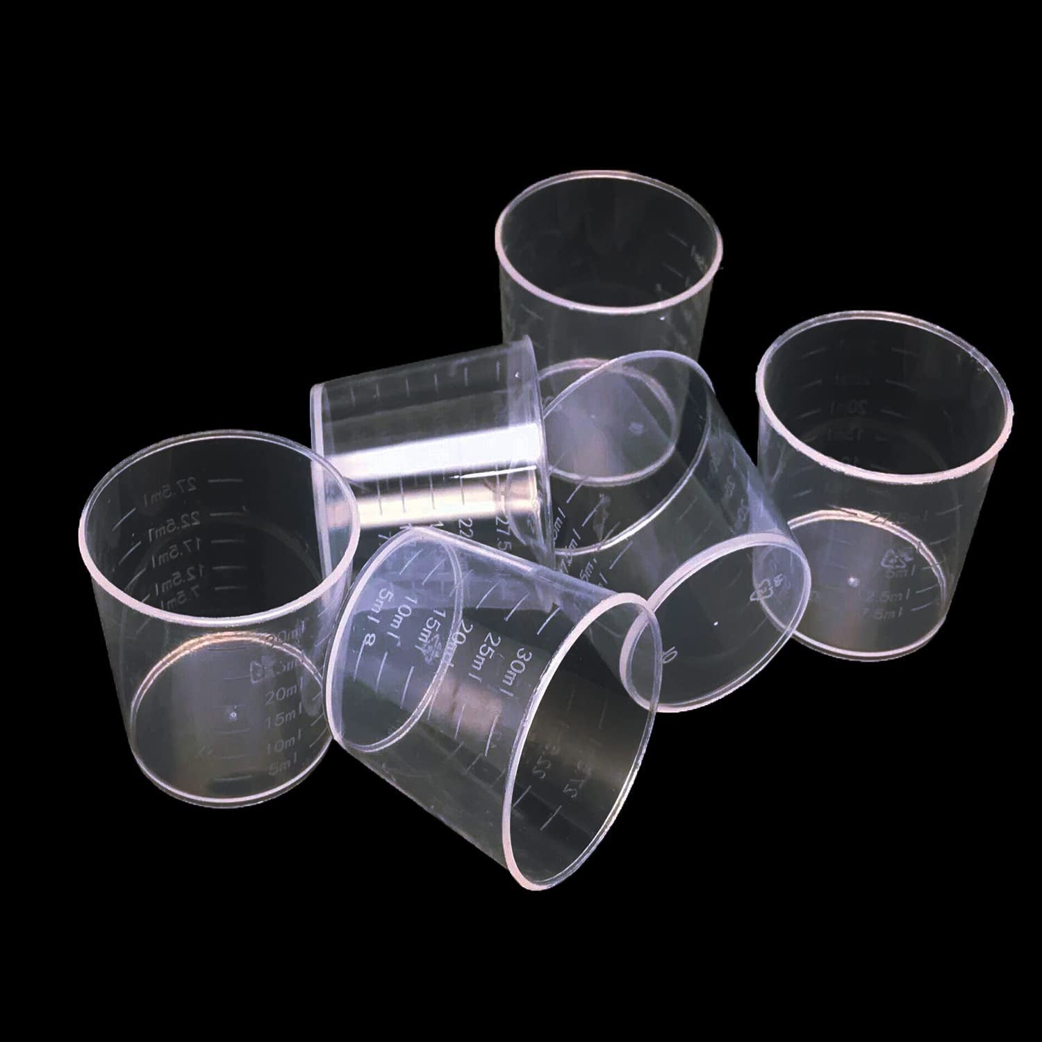60 Pcs Plastic Graduated Cups, 30Ml/1Oz Clear Scale Cups with 50 Pcs Wooden Stirring Sticks for Epoxy, Resin, Stain, Mixing Paint