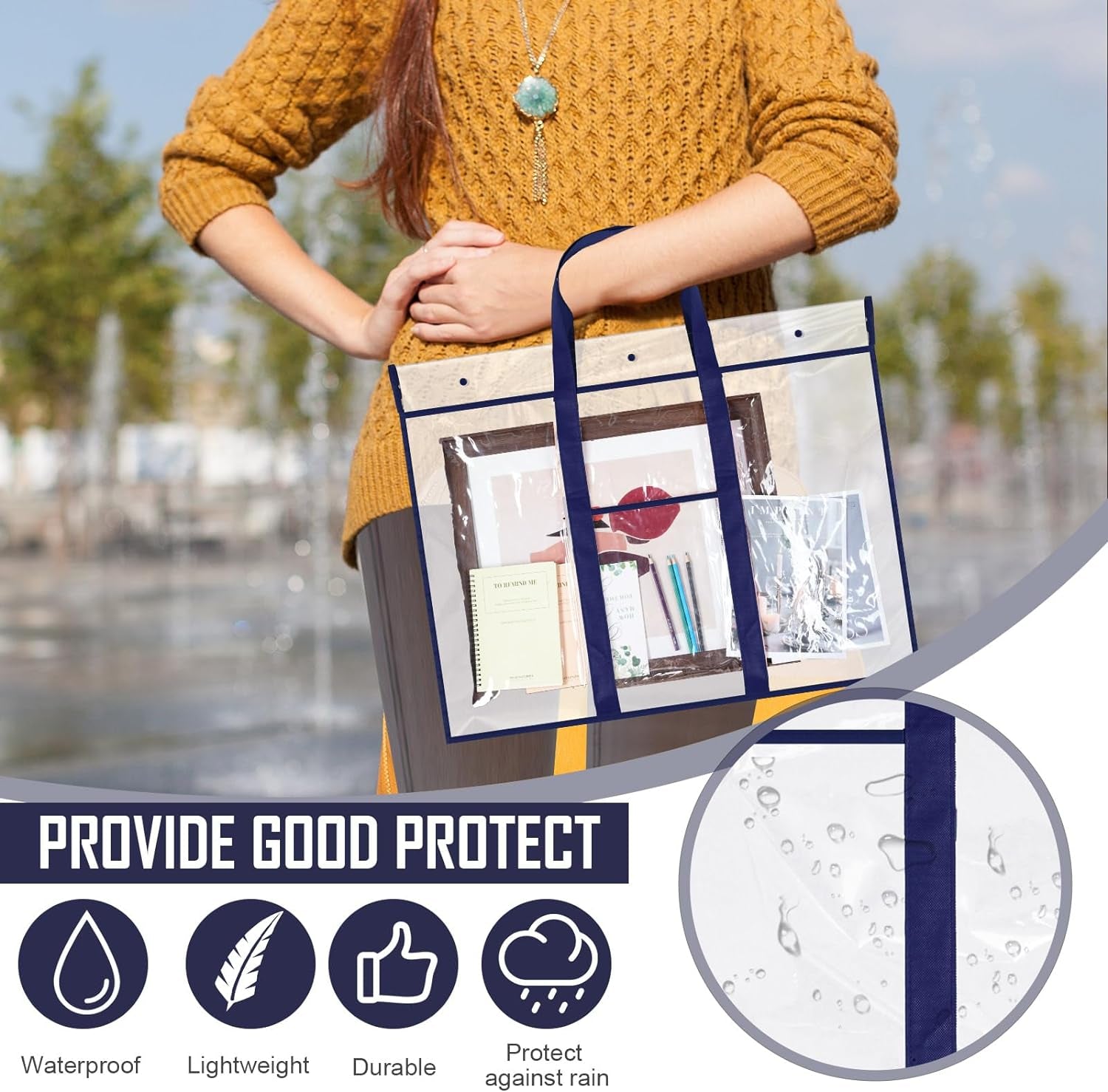 3 Pack Large Poster Storage Bag Bulletin Board Holder Art PVC Folder with Pocket Transparent Art Portfolio Organizer Storage Chart Container for Teacher Paper Teen(31 X 29")