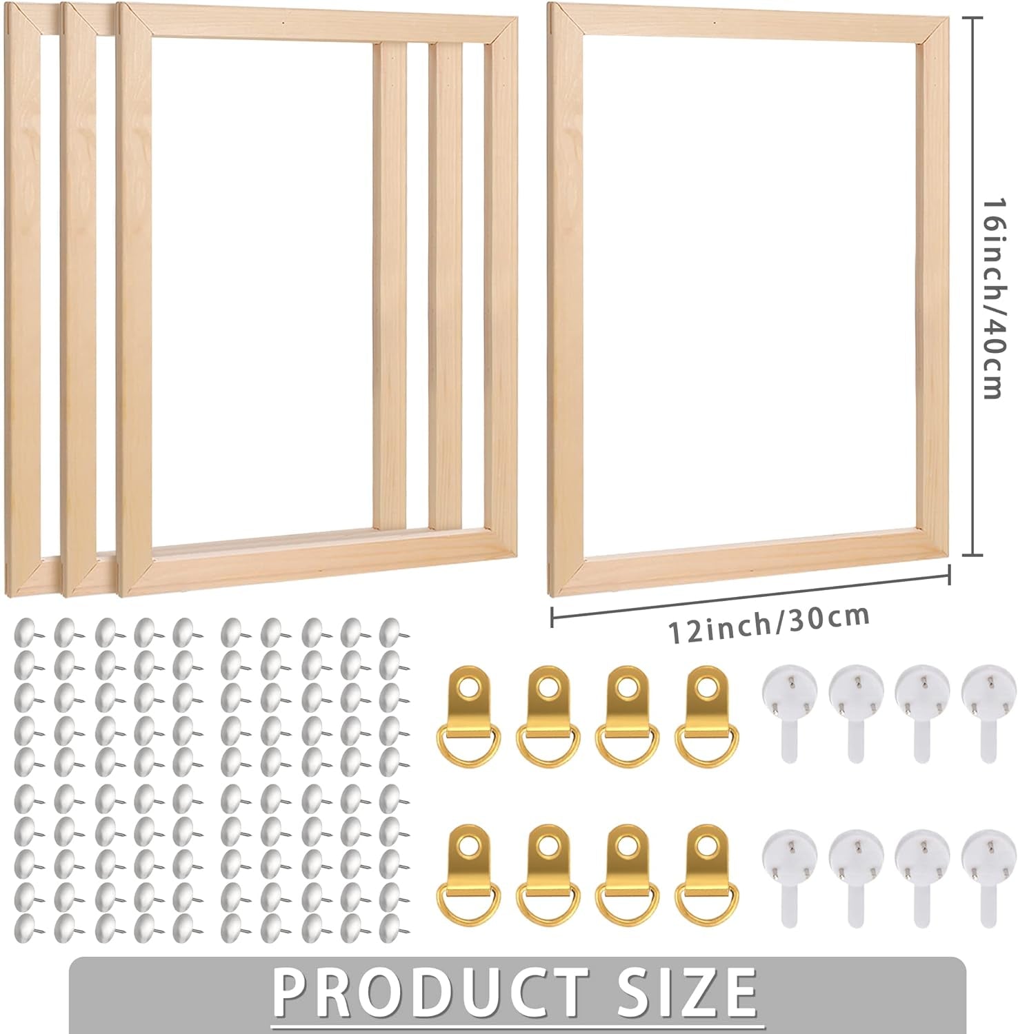 4 Pack Canvas Stretcher Bars Kit, 12 X 16 Inch Wooden Canvas Frame for Prints, Paint by Numbers &amp; Poster, Oil Paintings