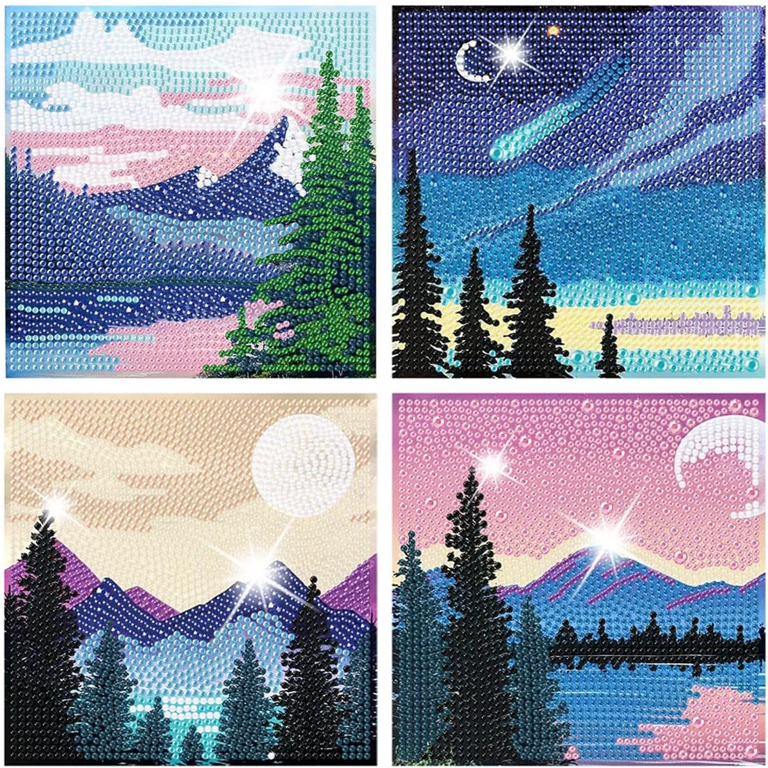 4 Pack Diamond Painting Kits,Easy Diamond Painting Kits for Beginners,5D Succulents Diamond Art Kits,Diy Plants Diamond Dots Big Gem Crafts for Home Wall Decor Gifts （6X6Inch）.