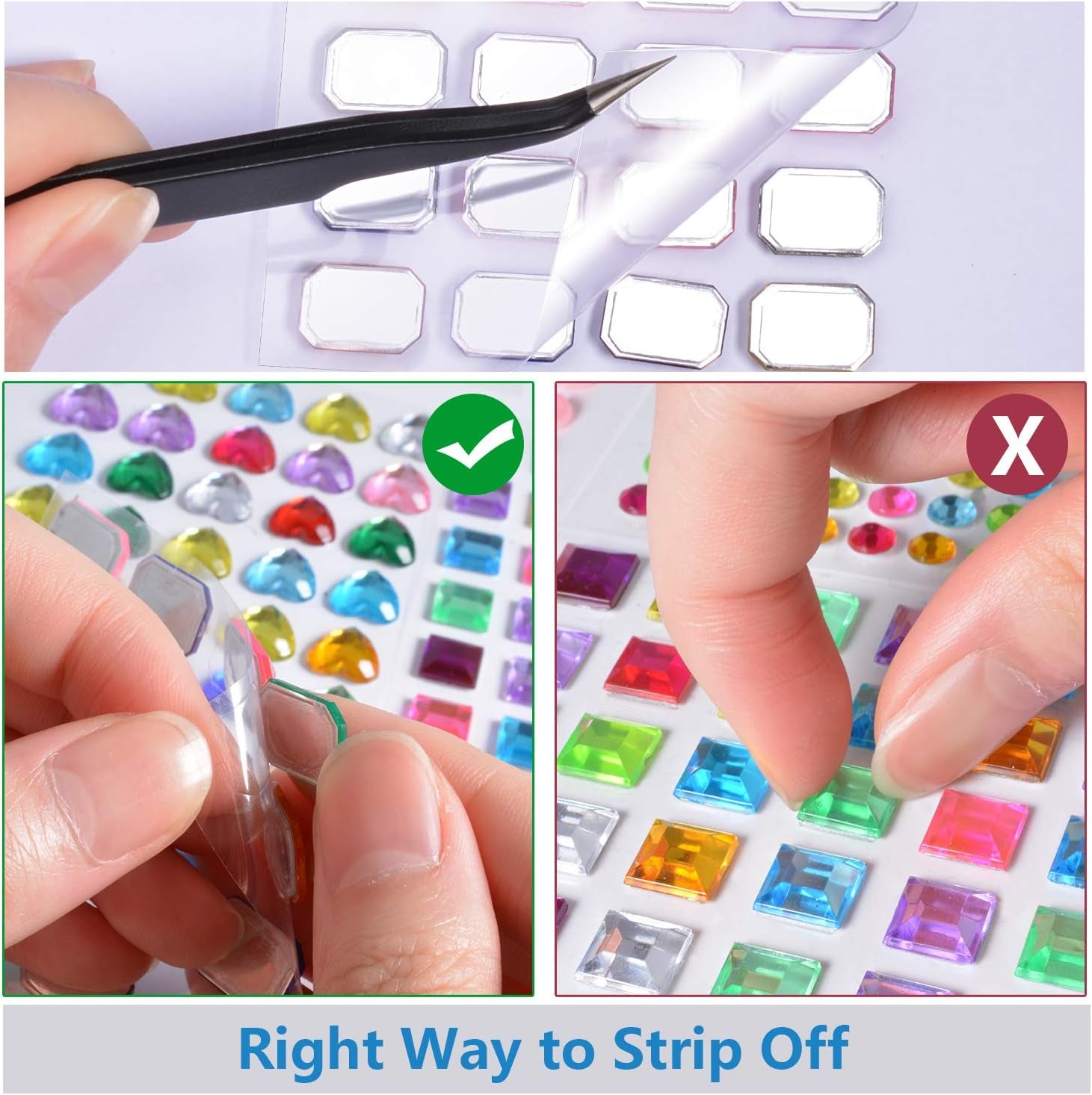 Rhinestone Stickers Self-Adhesive, 1141Pcs Gems for Crafts Bling Jewel Crystal Stickers for DIY Craft Nail Body Makeup Festival