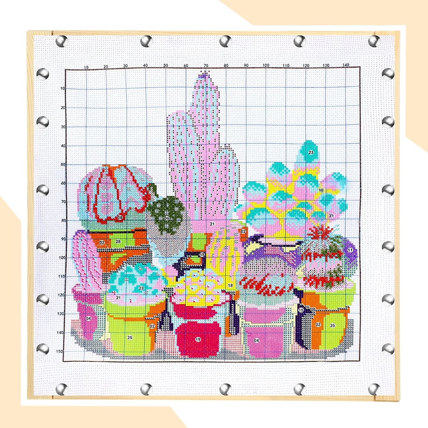 6 Sets Stretcher Bars for Needlework 6 Sizes Regular Stretcher Bars Wooden Canvas Stretcher Bars for Needlepoint Embroidery Stitch Frame Set Bundle with Crafts