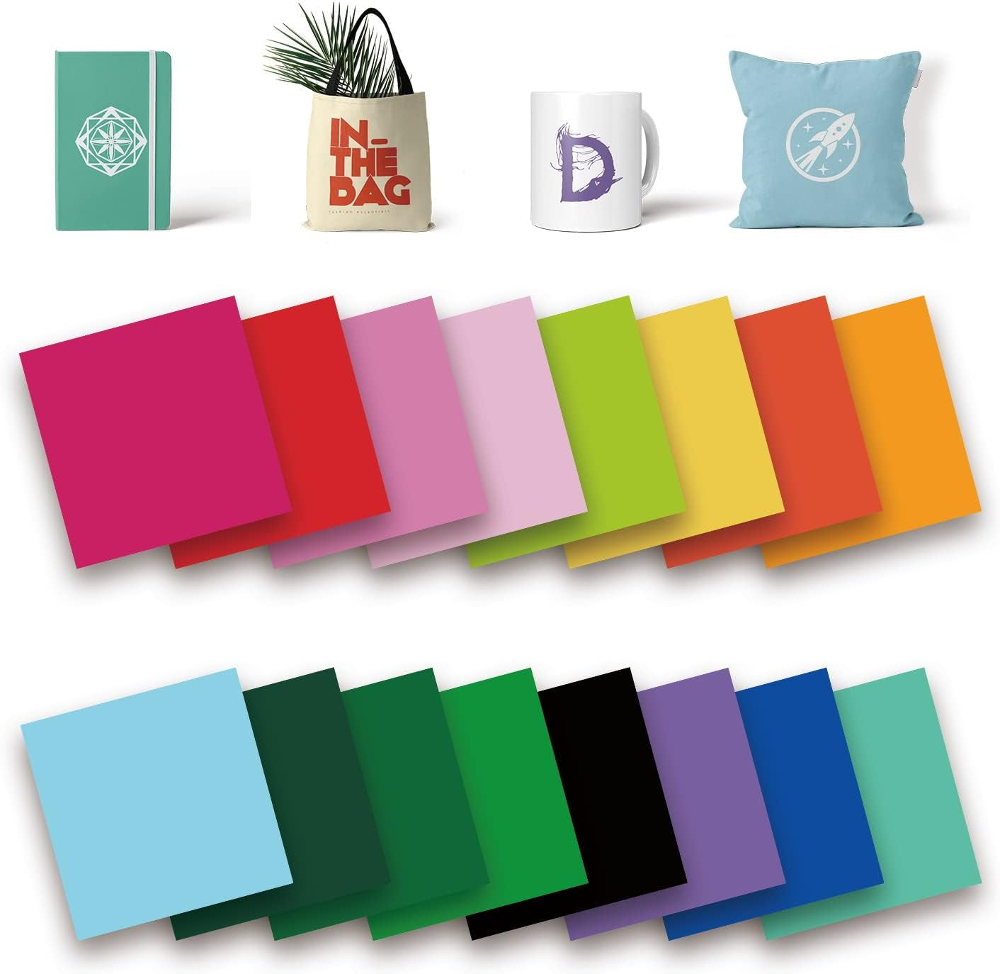 Solid Color Transfer Sheets, 8 Pcs 12"X 12" Plain Colors Pre-Printed Sublimation Paper for Heat Press Mug, DIY T- Shirts, Coasters Blanks