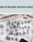 6 Sheets Clear Stamp Silicone Stamp Cards with Greeting Words, Flowers, Leaves, Butterflies, and Moons Pattern for Thanksgiving Christmas Holiday Card Making and DIY Scrapbooking Journaling
