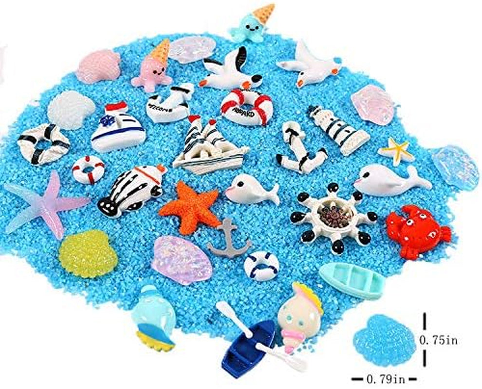 100Pcs Miniature Ocean Animals Mermaid Fish Dolphins Glitter Charms Decoration Flatback Resin Sets for DIY Fairy Garden Accessories Crafts