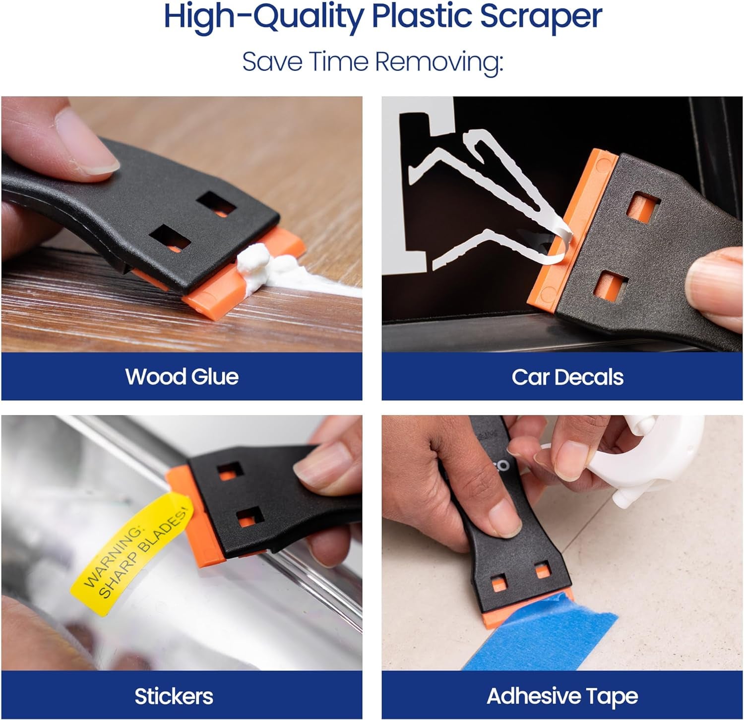 Glue off Adhesive Remover 3.3 Fl. Oz & Scraper with Plastic Razor for Removing Labels (Adhesive Remover & Scraper W/Plastic Razor)