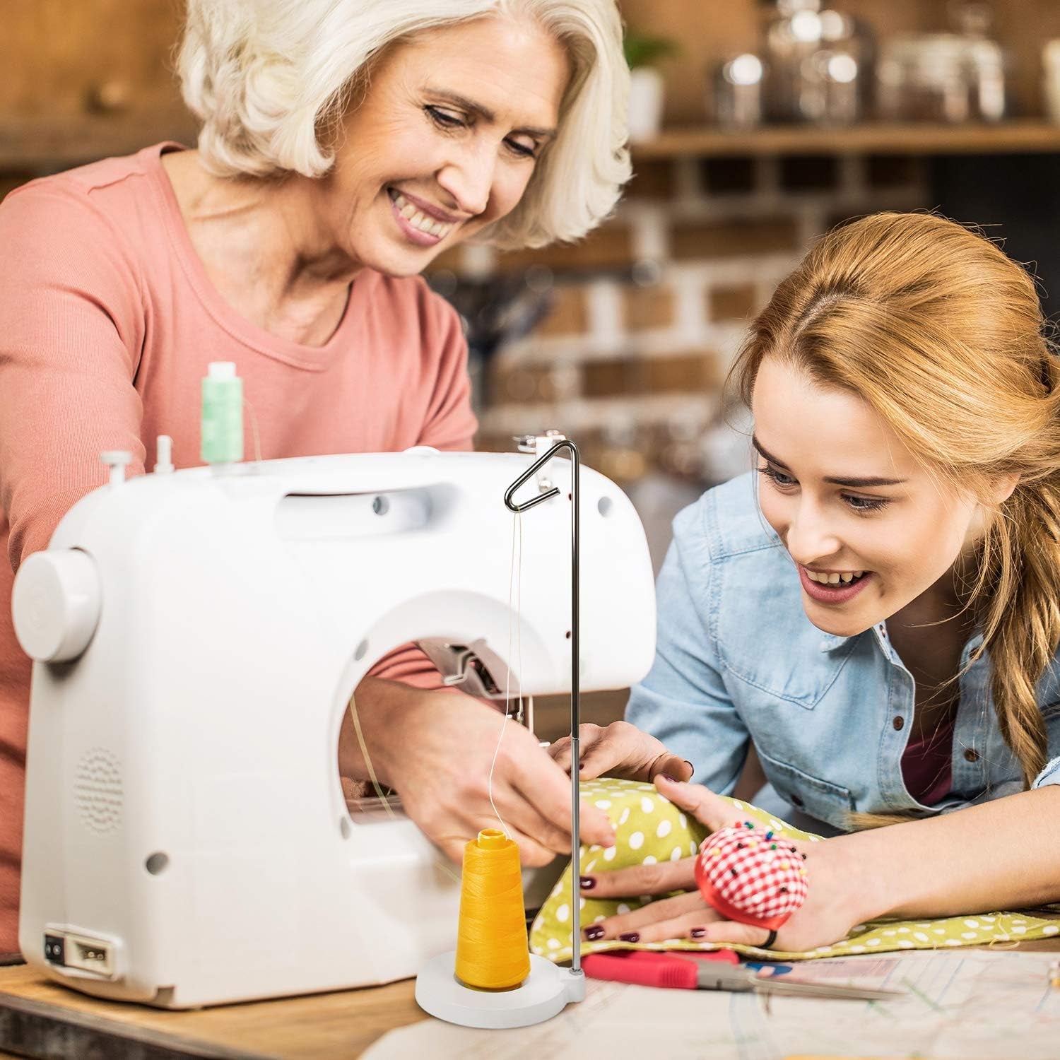 Heavy Duty Single Cone or Spool Thread Stand - Cast Iron Metal Stand - White Single Cone Embroidery Thread Holder - Fits All Threads for Sewing Embroidery Serger