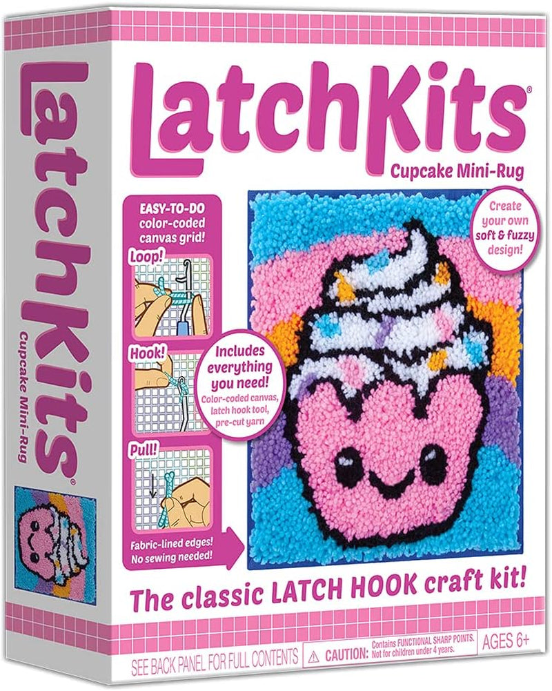 Latchkits  for Wall Hangings & Mini-Rugs - Pineapple - Craft Kit with Easy, Color-Coded Canvas, Pre-Cut Yarn & Latch Hook Tool - Perfect DIY Craft for Kids - Ages 6 and Up, Small, Multi