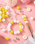 65Pcs Daisy Flower Silicone Focal Beads Yellow Silicone Rubber Beads Summer Focal Bracelet Beads Glass Rhinestone Beads for Necklace Spring’S Festival Jewelry Making