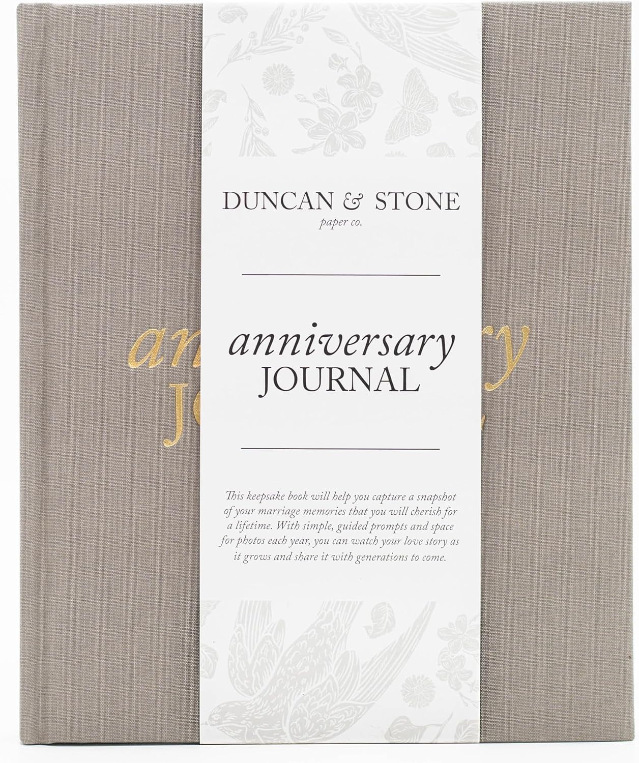 Wedding Anniversary Journal (Taupe, 189 Pages) by Duncan & Stone - Anniversary Book for Couple - Marriage Memory Book & Photo Album - Unique Wedding Gifts for Couple