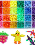 2880Pcs Pony Beads Kit, Kandi Beads for Hair, Rainbow Beads Plastic Bead for Craft 6 X 9Mm 24 Colors 4 Styles Large Hole Beads Set for Bracelets Jewelry Making