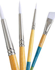 Snap White Synthetic Paint Brush Set for Acrylic and Watercolor, Includes 4 Paint Brushes