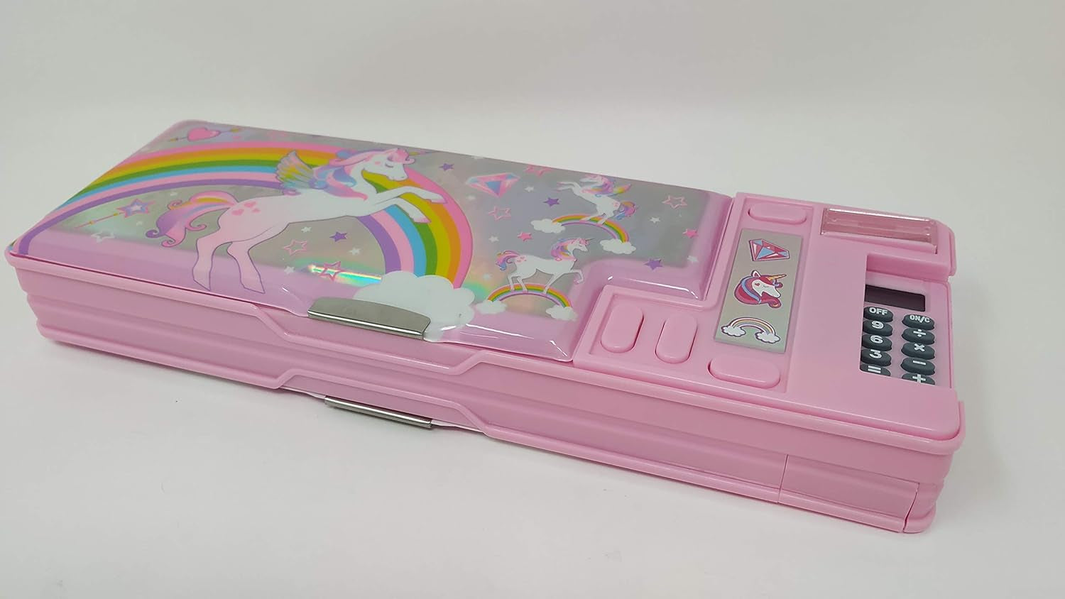 Unicorn Multifunction Pencil Case,Pencil Box for Girls. 2 Compartments Unique Stationery Set W/Z Pop Out Calculator and Pencil Sharpener. Best Back to School Gift Set for Kids, Girls & Teen.