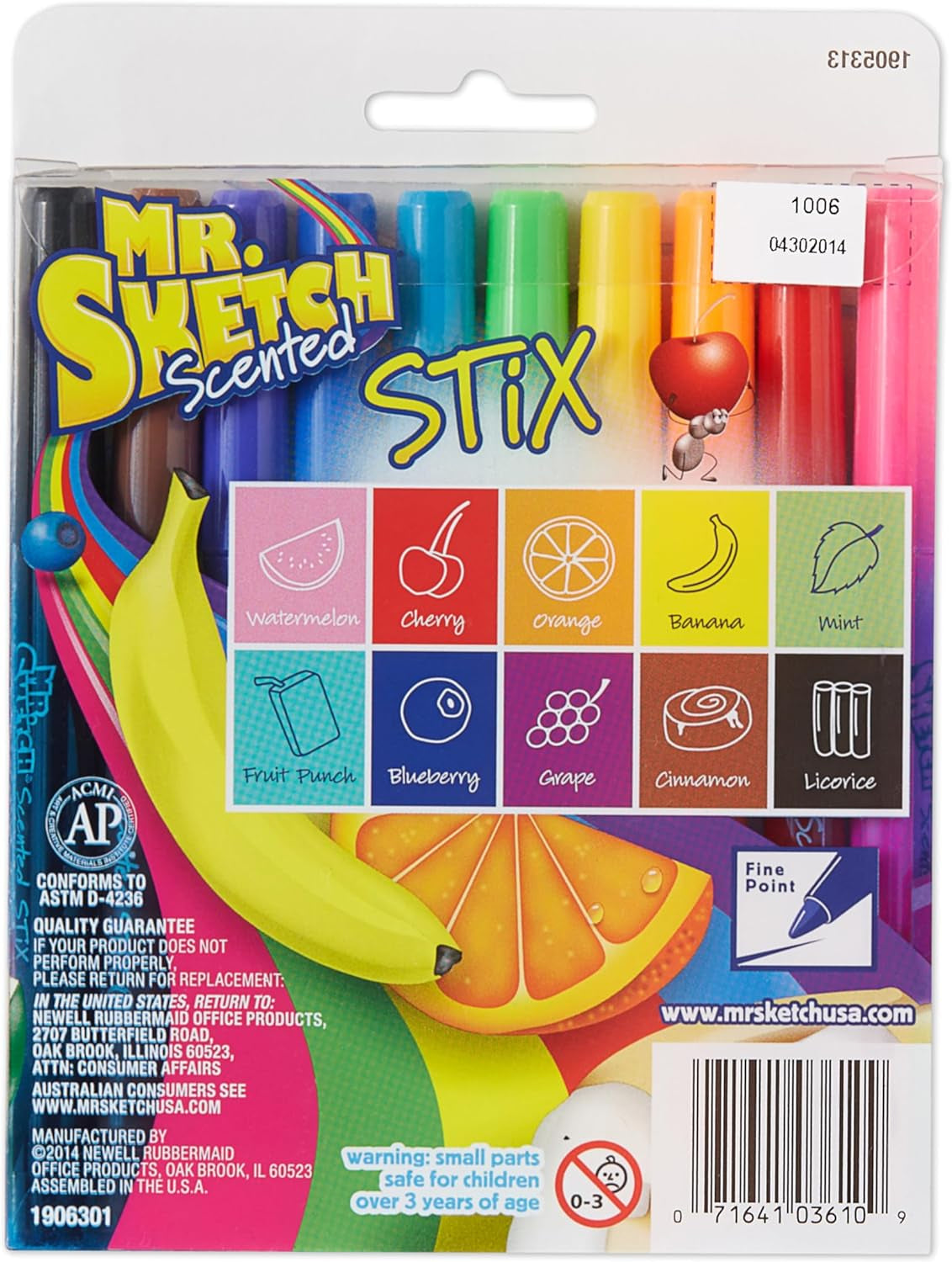 Scented Stix Markers, Fine Tip, Assorted Colors, 1 Count
