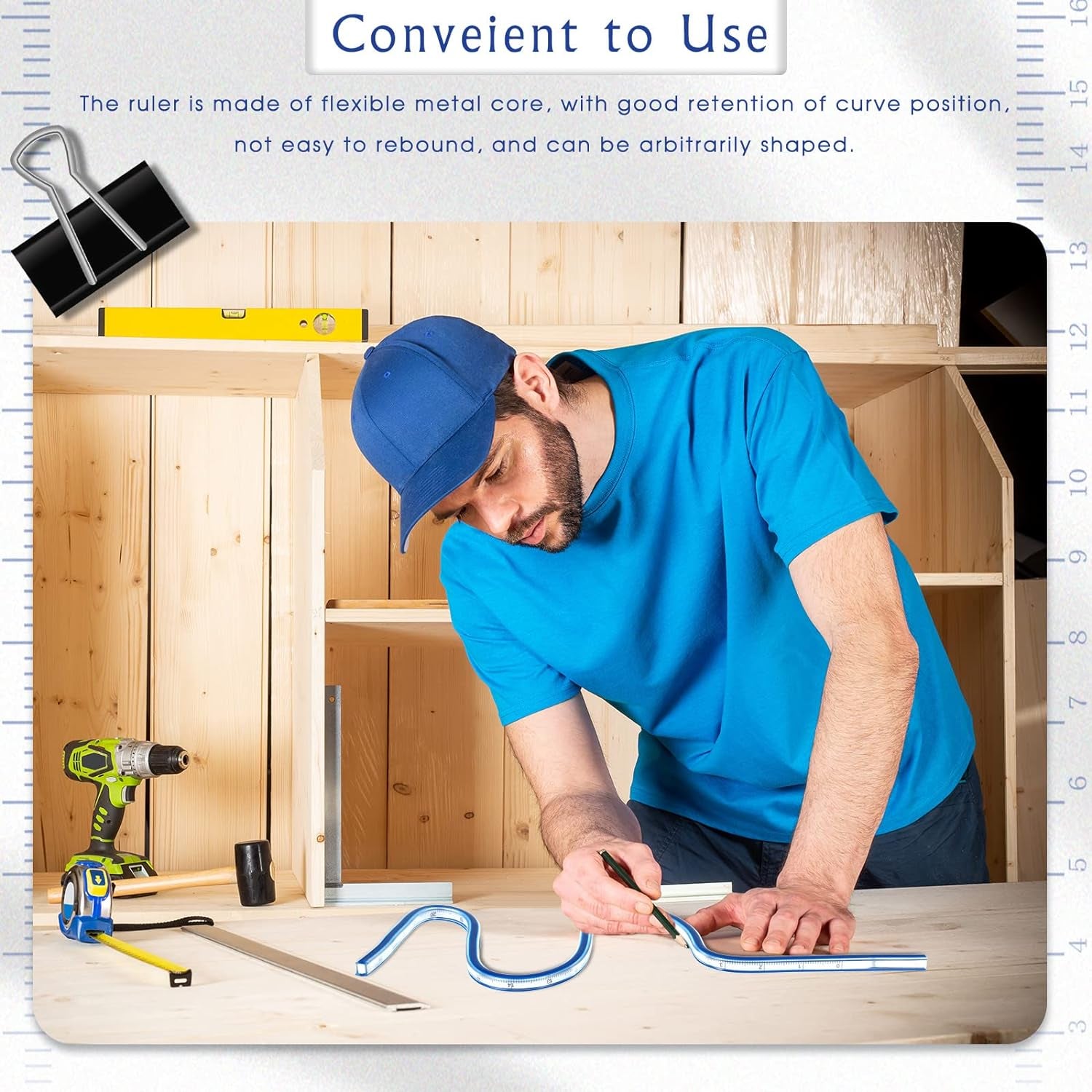 2 Pieces 24'' and 36'' Flexible Curve Rulers Double Side Scale Ruler for Sewing Woodworking Engineering Drawing Design Graphics Garment