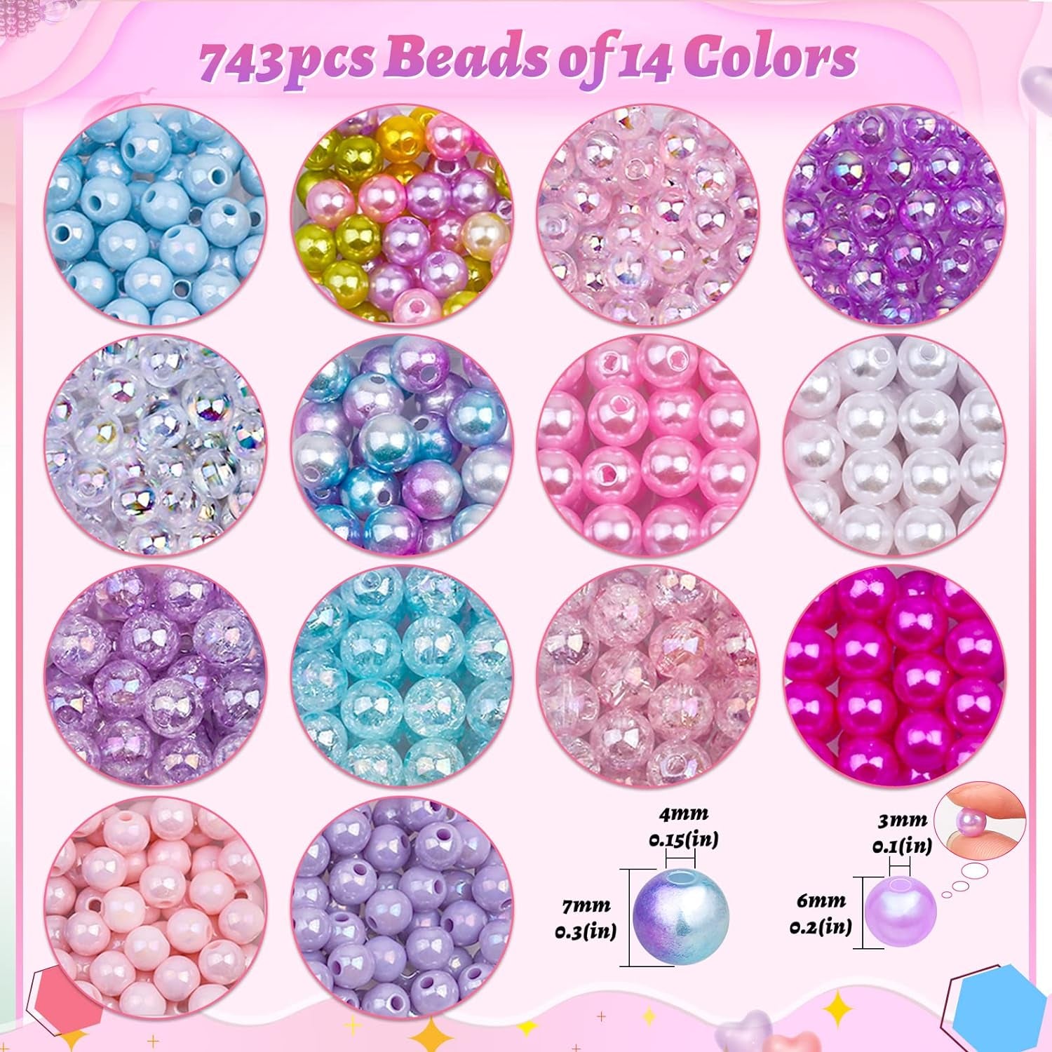 773Pcs Mermaid Charm DIY Bead Kit for Kids Girls with Pearl Starfish Shell, Ocean Beads with Mermaid for Bracelet Necklace Making