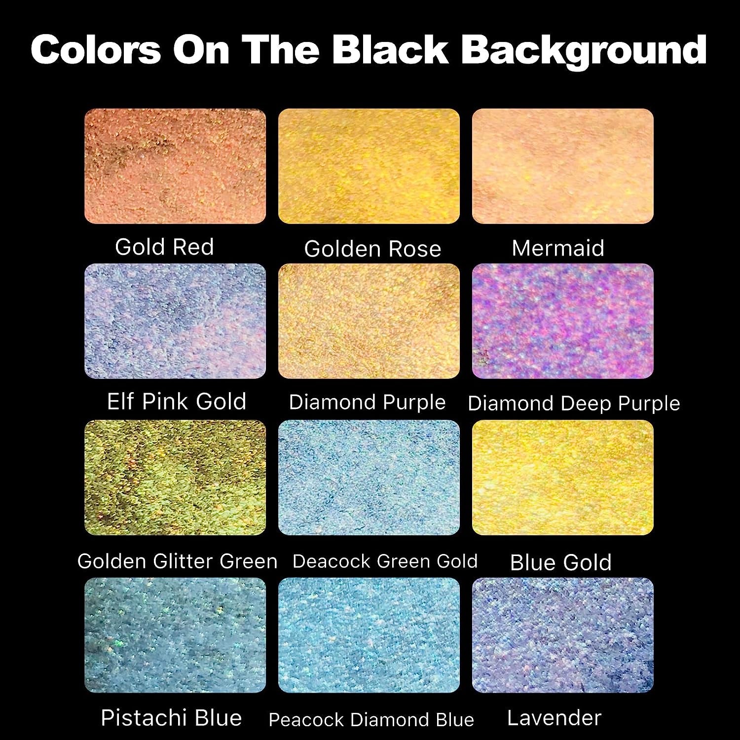 Metallic Watercolour Paints Handmade Glitter Shimmering Double Color Watercolour Solid Paint Include 12 Colors Water Colour in Portable Tin Box for Artists, Professionals