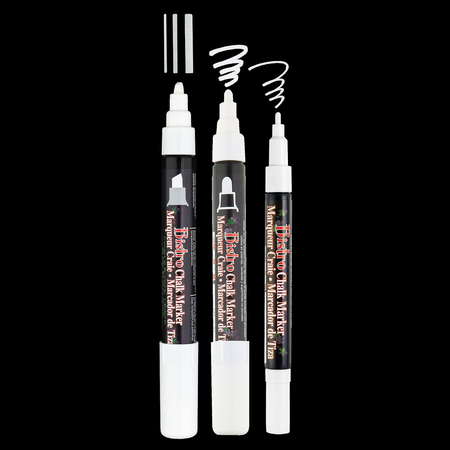 48023-3A Bistro Chalk Marker, 3 Tip Sizes, White