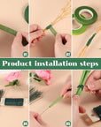 Floral Tape and Floral Wire Floral Arrangement Kit,Green Floral Tape and Boutonniere Pin White Ribbon Wire Cutter 22 Guage Floral Stem Wire for Wreath Making Supplies