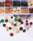 225Pcs Wooden Buttons for Sewing Buttons, Wood Buttons for Crafts Buttons, Assorted round 4 Hole 2 Hole Mixed Buttons for Sewing Clothing DIY Crafting Decorations Buttons, 7 Sizes
