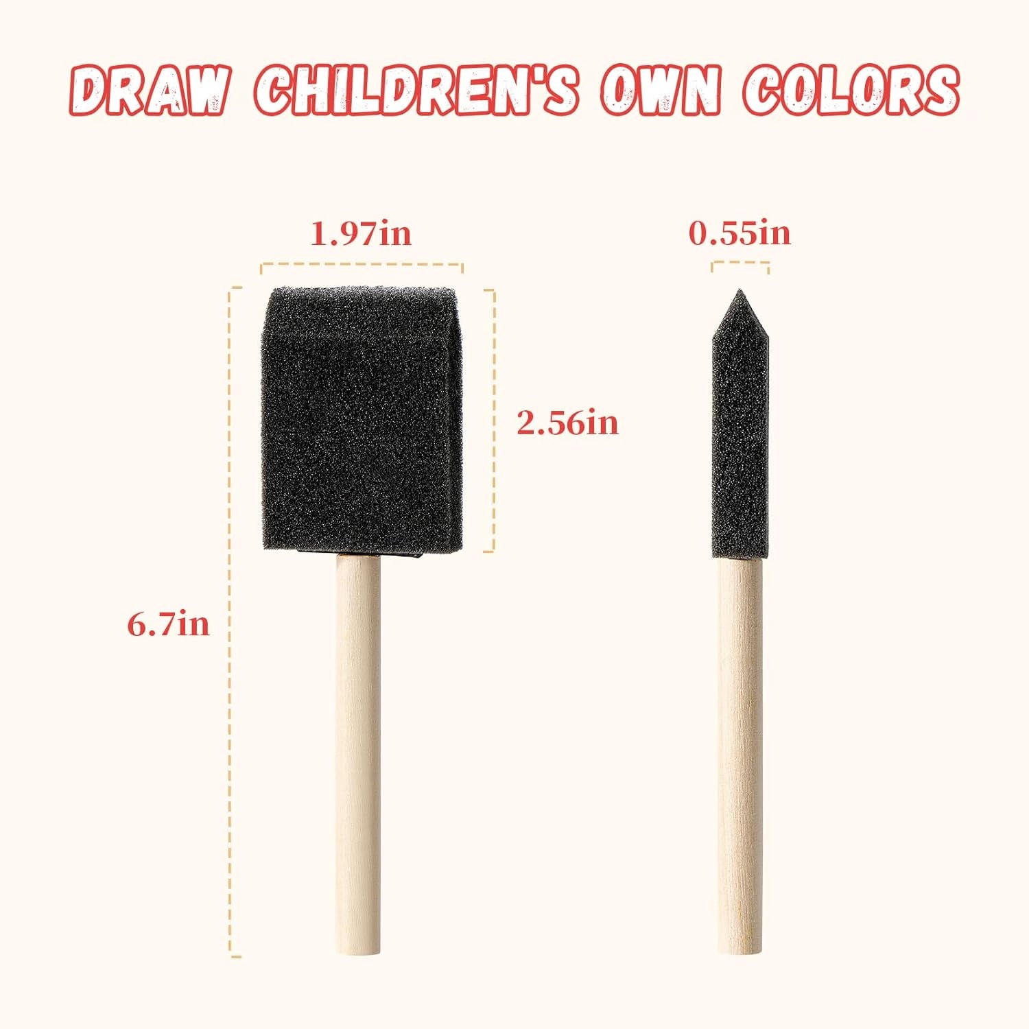 5 Pcs Foam Paint Brushes, 2 Inch Foam Brush, Wood Handle Foam Brushes for Staining, Sponge Paint Brush, Foam Brushes for Staining, Varnishes, and DIY Craft Projects