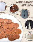 60 Pcs Blank Leatherette Hat Patches and Adhesive Laser Artificial Leather round Patches, Artificial Leather Patches for Hats Custom Fabric Repair Seam Laser Supplies
