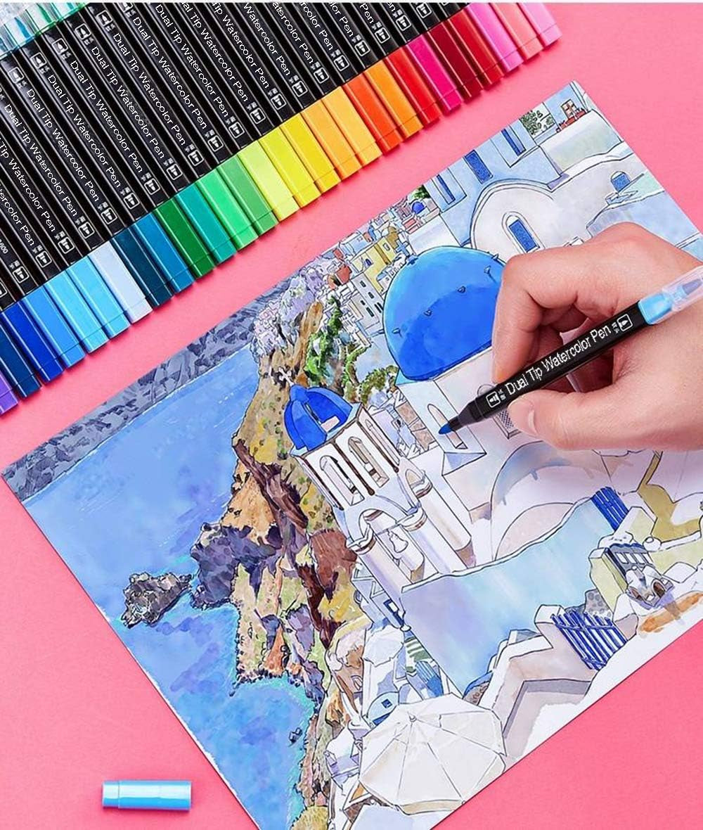 Dual Tip Markers for Kids, Washable Set, Art with Stand Portable Box, Gift for Kids (24 Colours)
