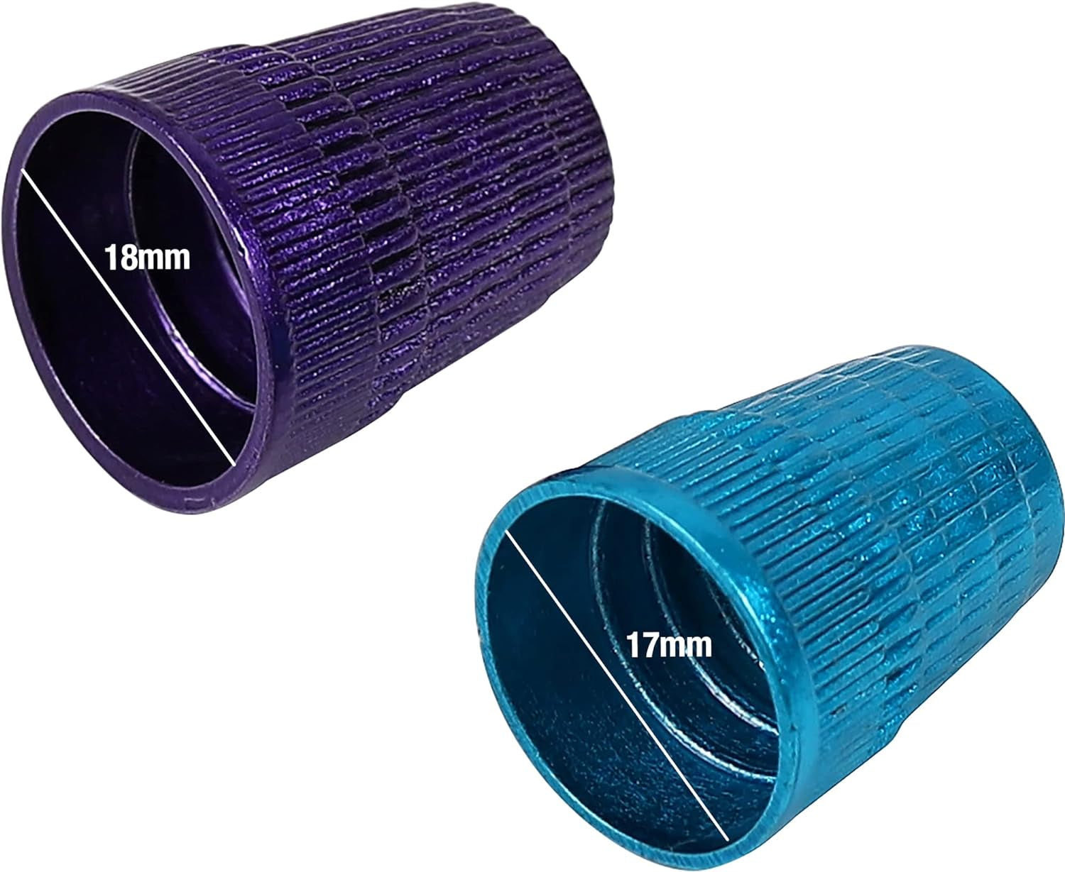 Slip Stop Thimbles, Size Large and Xlarge, Metallic Blue and Purple - Set of 2