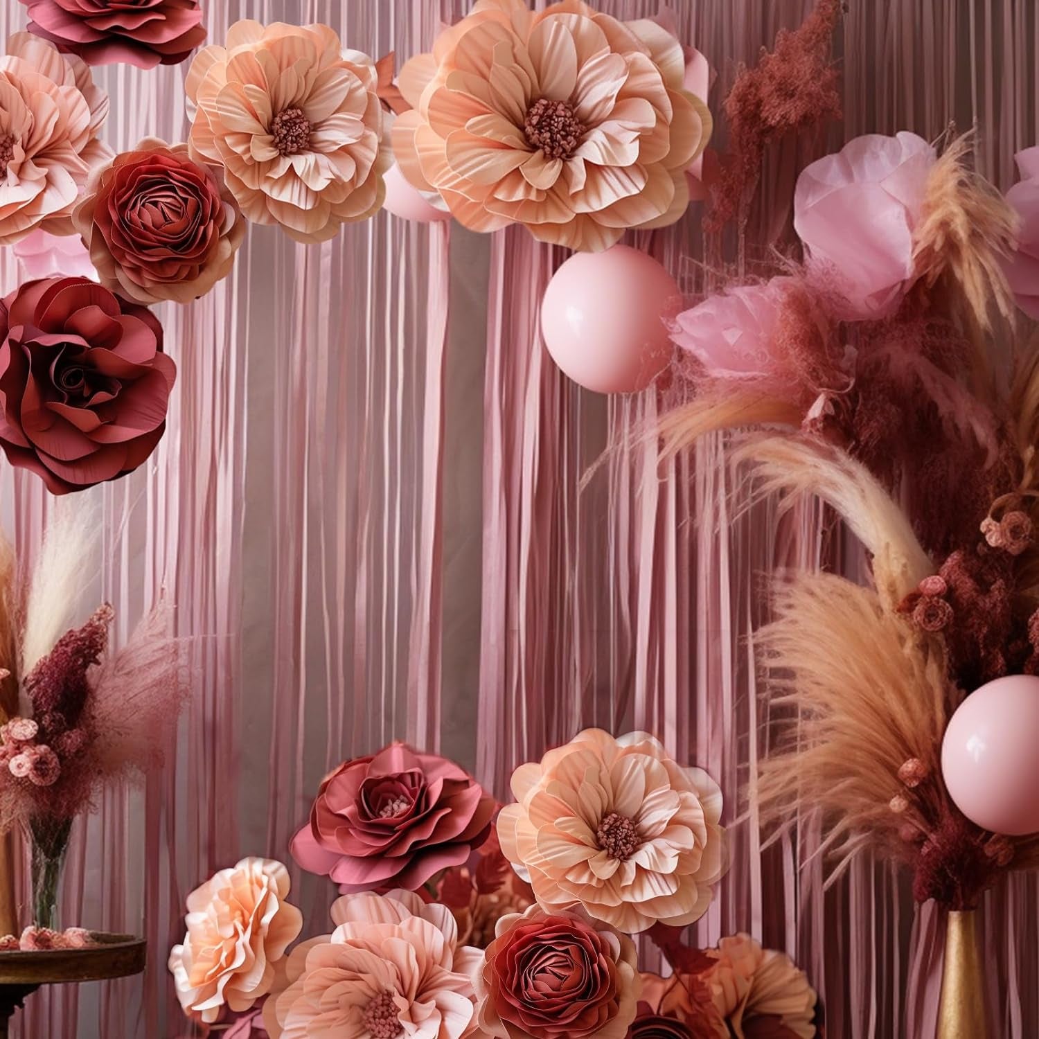 Crepe Paper Flowers, 8 Rolls Wide Crepe Paper Sheets with 2 Floral Tape, Crepe Paper Roll Decorative Party Streamer Flower DIY Kits for Festival Wedding Party Flower Making Supplies(Dried Rose Series）