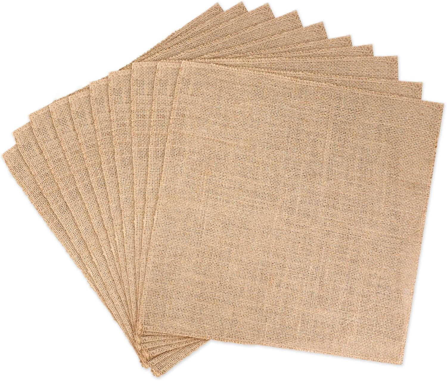 10 Pcs Burlap Squares Multipurpose Natural Burlap Fabric Burlap Centerpiece Burlap Placemats Farmhouse Gardening Country Crafts for Home Weddings Kitchen Table Decorations (13 X 13'')