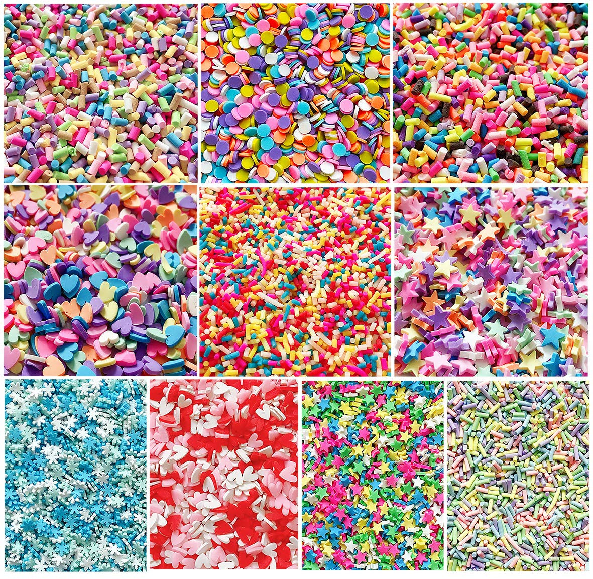 Fake Sprinkles Polymer Sprinkles Faux Sprinkles Resin Sprinkles Clay Sprinkles for Resin Fake Candy Sprinkles for Nail Art DIY Crafts Cake Phone Case(10 Colors-120G)