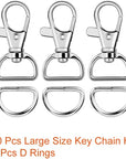 60Pcs Swivel Snap Hooks and D Rings for Lanyard and Sewing Projects (1” inside Width)