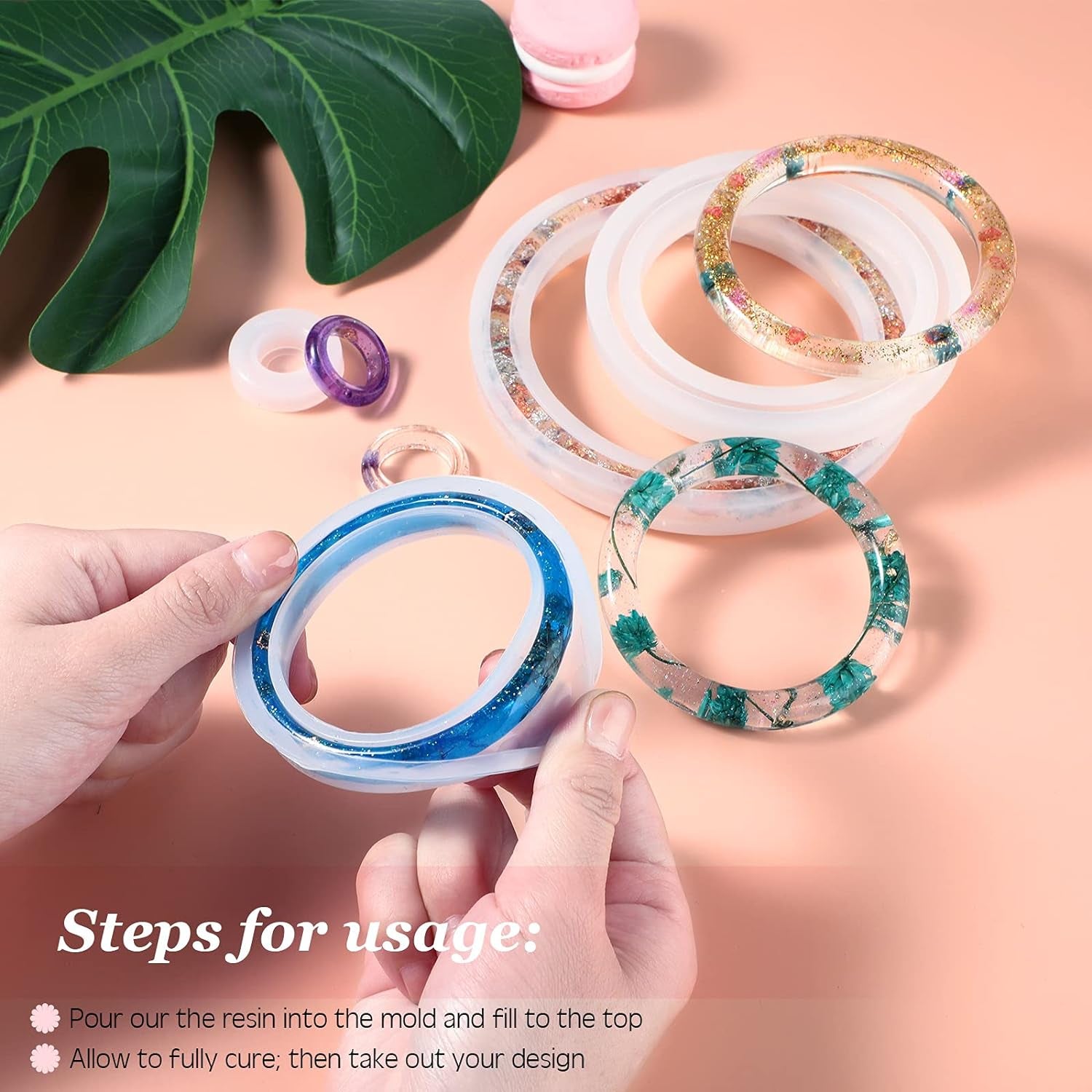 9 Pieces Silicone Bracelet Mold and Ring Resin Casting Mold Set round Epoxy Jewelry Mold Silicone Bangle Ring Mold for Jewelry DIY Crafts Making Supplies