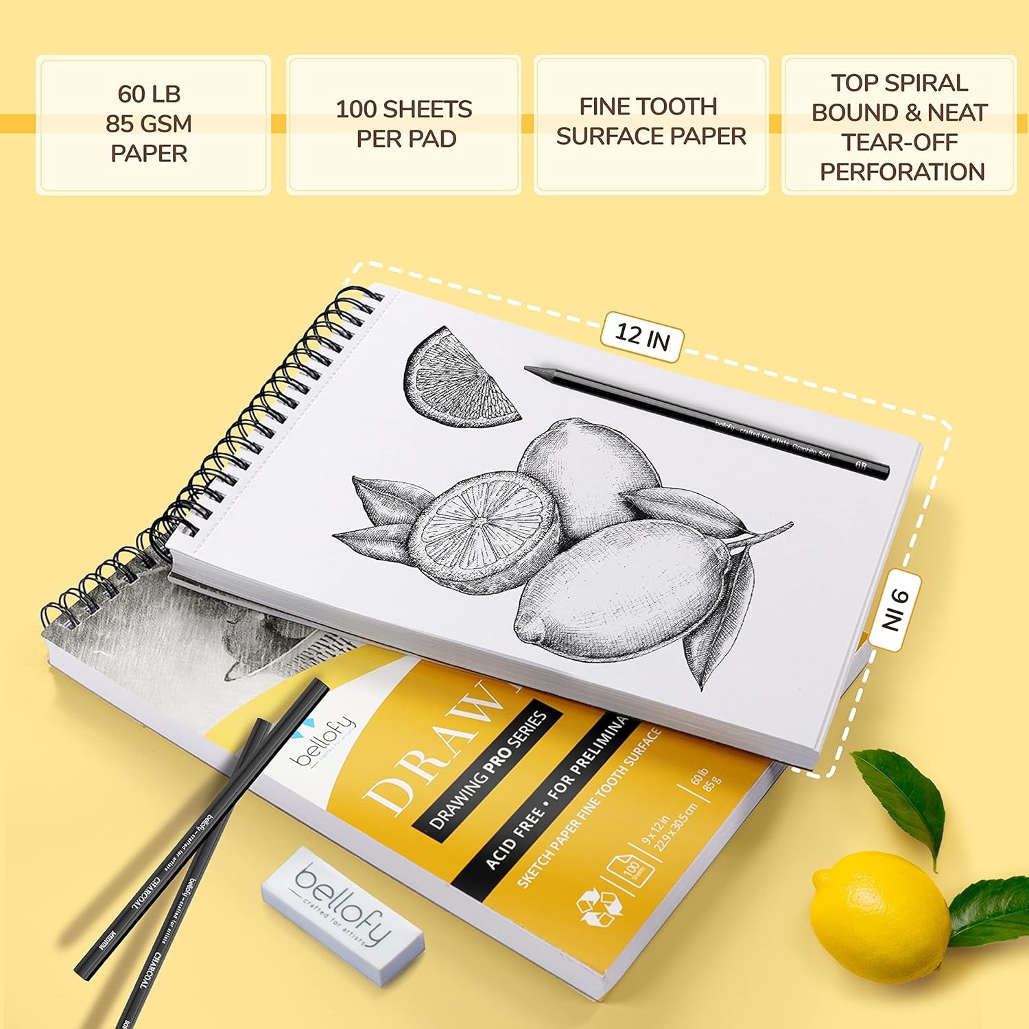 3 X Drawing Paper Pads 9” X 12” | 300 Sheets | 60Lbs 85G | Acid Free Sketchbook Paper for Dry Media | Top Spiral Bound Sketchpad for Kids, Beginners, Artists & Professionals