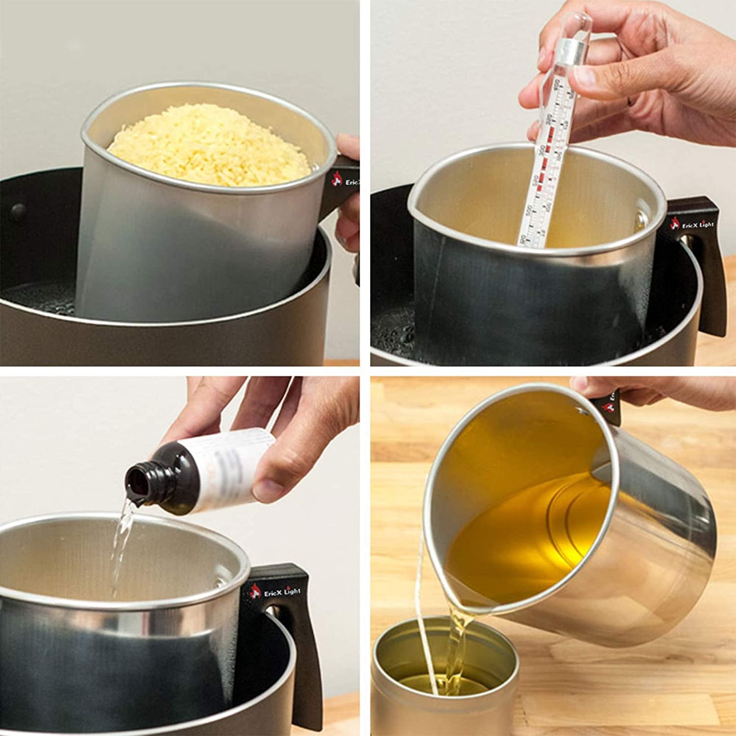 Candle Making Pouring Pot,2 Pounds,Double Boiler Wax Melting Pot,Dripless Pouring Spout &amp; Heat-Resisting Handle Designed,Aluminum Construction Candle Making Pitcher